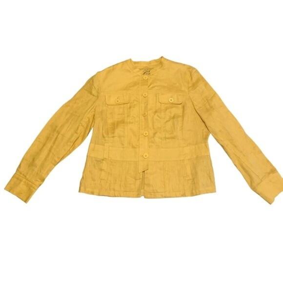 Coldwater Creek Linen Jacket Celebrate Your Spirit Business Casual Yellow Sz 16 - Picture 1 of 11